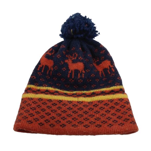 Obermeyer USA wool knit ski beanie orange and blue - Picture 2 of 7